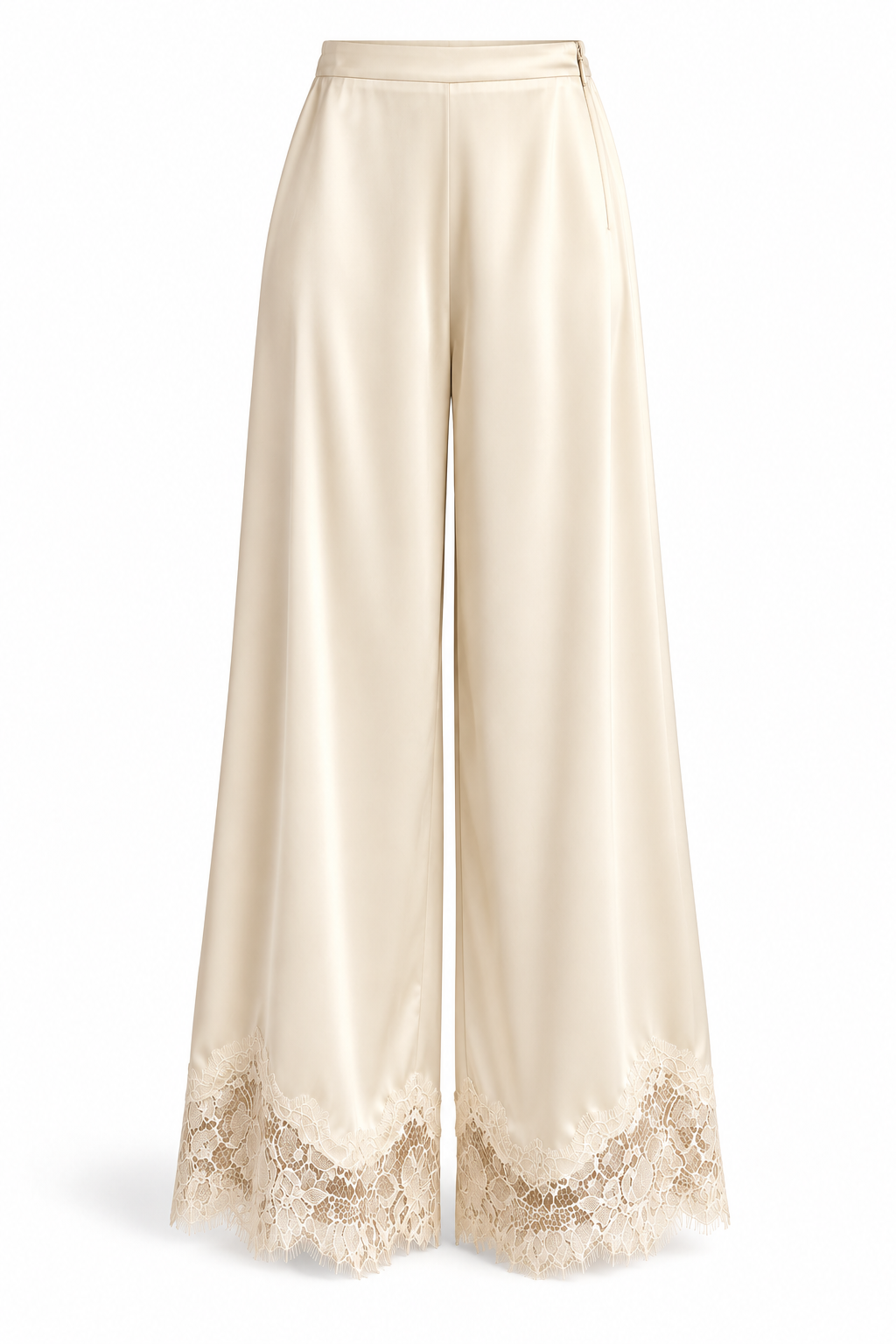 ivory satin lace pants