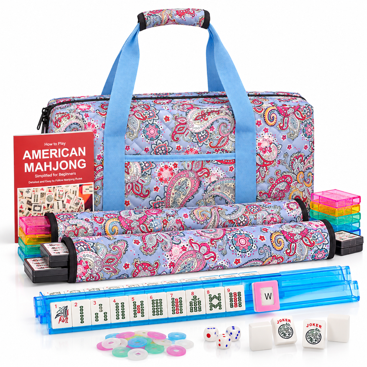 american mahjong set - pink paisley