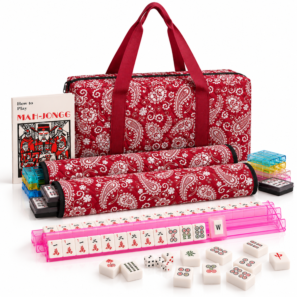 American mahjong set - red paisley
